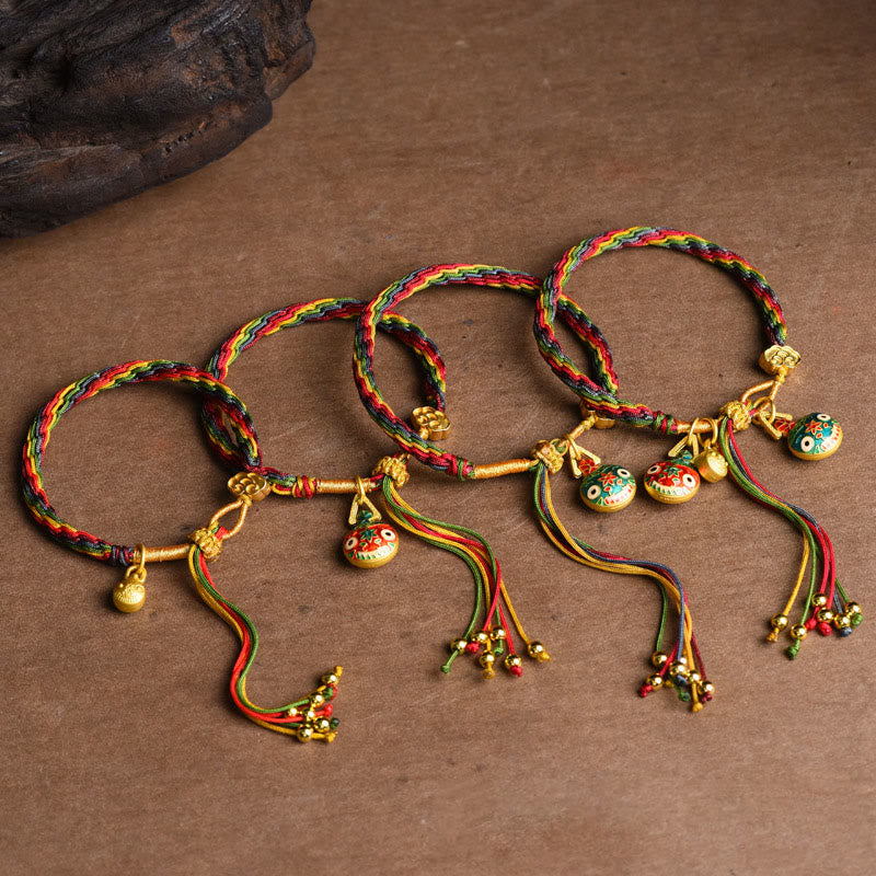 Buddha Stones Tibet Gold Swallowing Beast Family Luck Knot Braid Buntes String-Armband - image 12