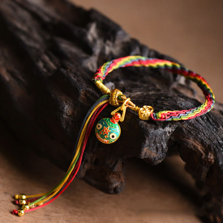 Buddha Stones Tibet Gold Swallowing Beast Family Luck Knot Braid Buntes String-Armband - image 11