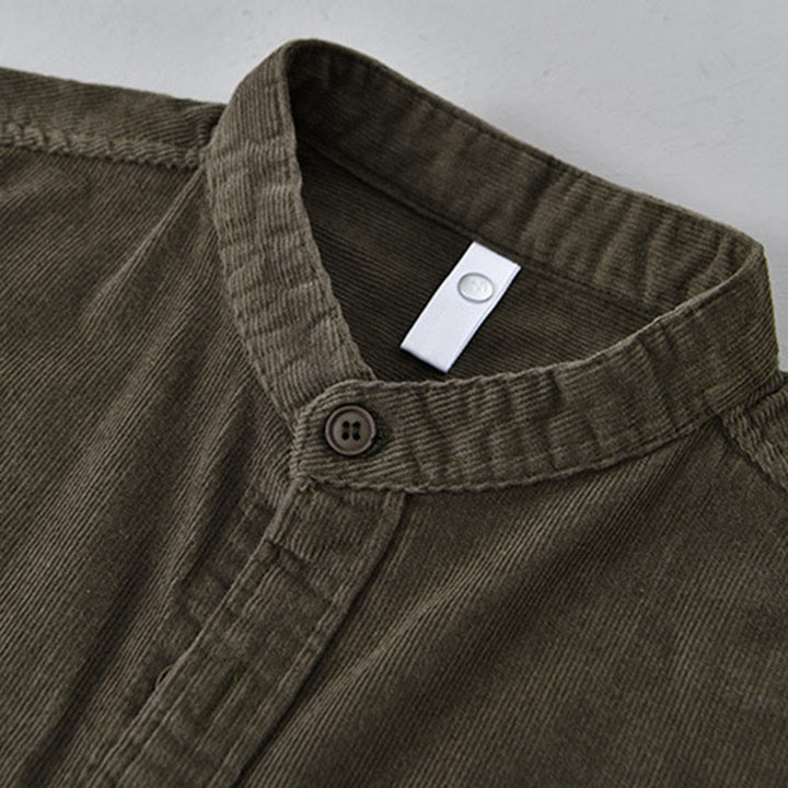 Buddha Stones Herrenjacke mit langen Ärmeln, einfarbig, Button-Down-Baumwollcord - image 18