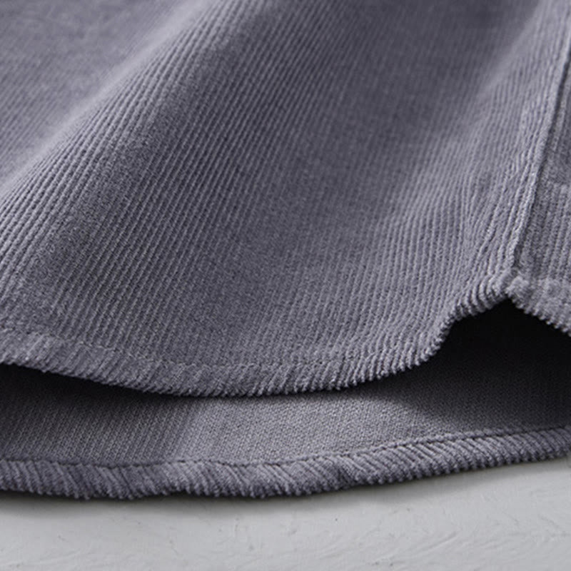 Buddha Stones Herrenjacke mit langen Ärmeln, einfarbig, Button-Down-Baumwollcord - image 8