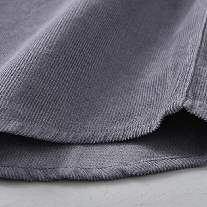 Buddha Stones Herrenjacke mit langen Ärmeln, einfarbig, Button-Down-Baumwollcord - image 8