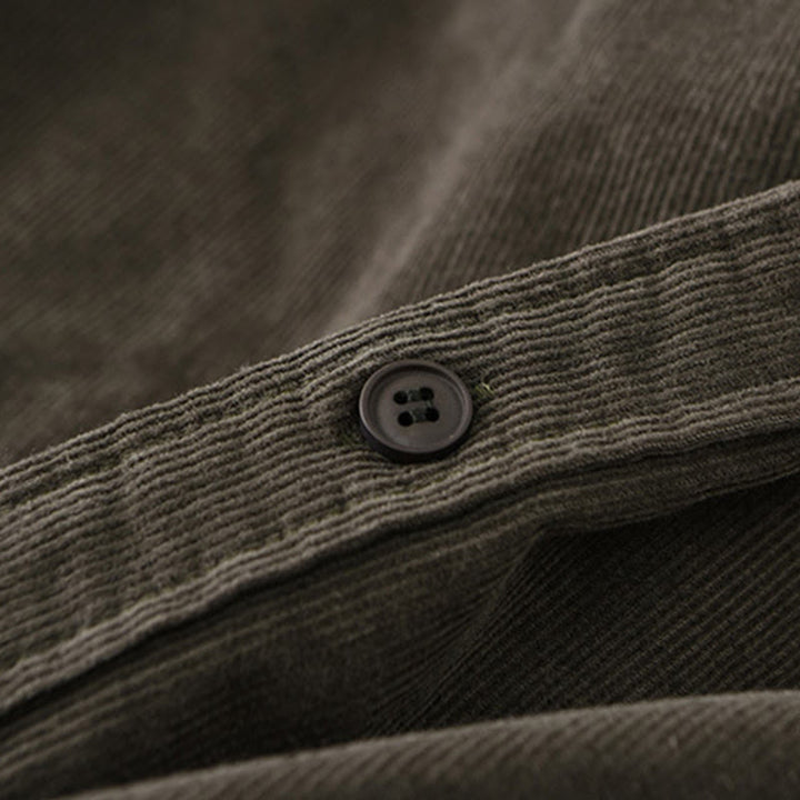 Buddha Stones Herrenjacke mit langen Ärmeln, einfarbig, Button-Down-Baumwollcord - image 19