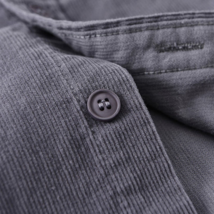 Buddha Stones Herrenjacke mit langen Ärmeln, einfarbig, Button-Down-Baumwollcord - image 5