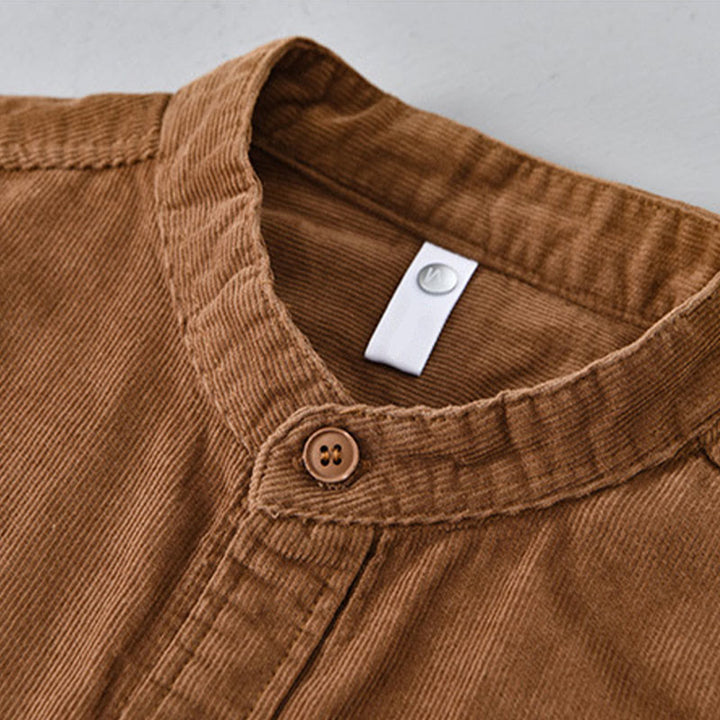 Buddha Stones Herrenjacke mit langen Ärmeln, einfarbig, Button-Down-Baumwollcord - image 13