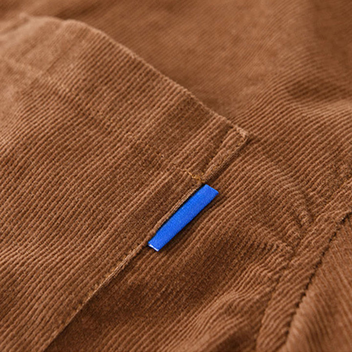 Buddha Stones Herrenjacke mit langen Ärmeln, einfarbig, Button-Down-Baumwollcord - image 14