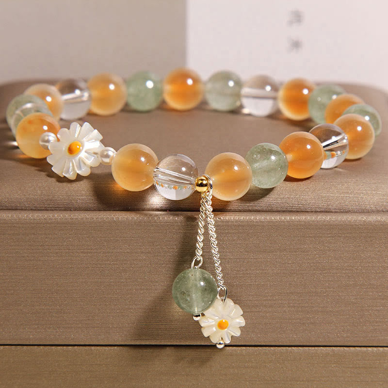Buddha Stones Natürliches Daisy Candy Achat Grün Erdbeerquarz Heilarmband - Candy-Achat (Handgelenkumfang: 15–17 cm) - image 0