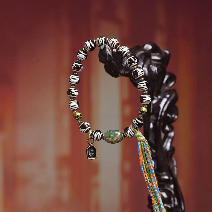 Buddha Stones Tibetischer Dzi-Perlenschädel Der Herr des Leichenwaldes Reichtumsarmband - image 9