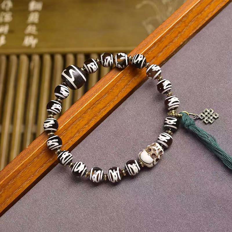 Buddha Stones Tibetischer Dzi-Perlenschädel Der Herr des Leichenwaldes Reichtumsarmband - image 1