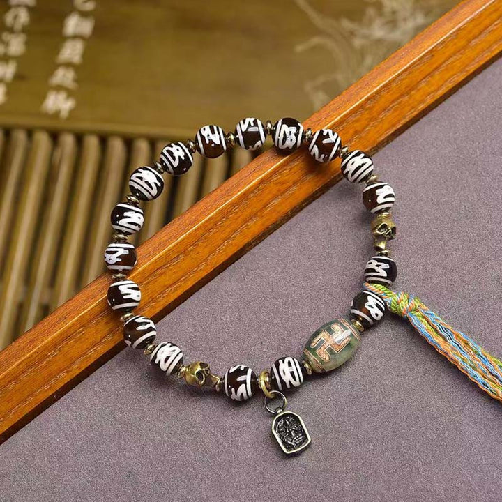 Buddha Stones Tibetischer Dzi-Perlenschädel Der Herr des Leichenwaldes Reichtumsarmband - image 7