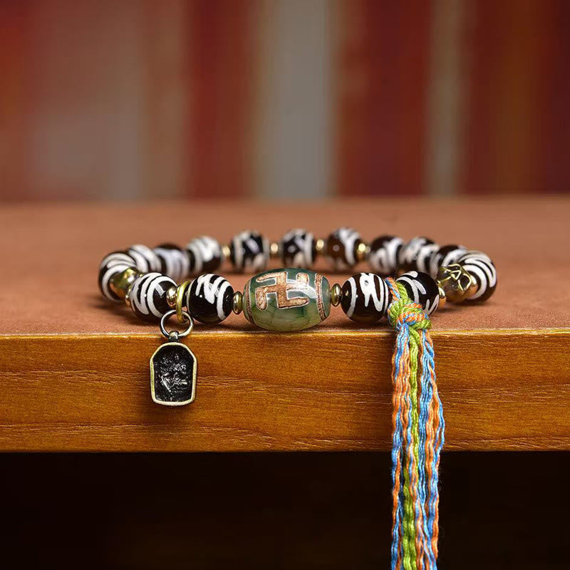 Buddha Stones Tibetischer Dzi-Perlenschädel Der Herr des Leichenwaldes Reichtumsarmband - image 8