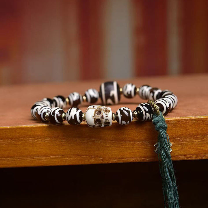 Buddha Stones Tibetischer Dzi-Perlenschädel Der Herr des Leichenwaldes Reichtumsarmband - image 3