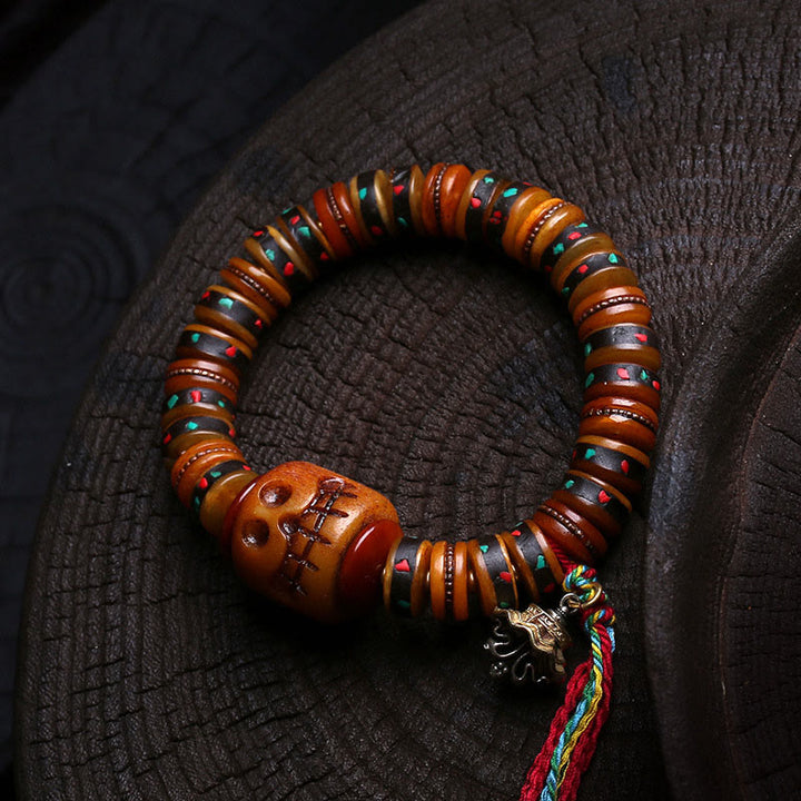 Buddha Stones, Tibet-Knochenperlen, „Der Herr des Leichenwaldes“, Erinnerungen an unsere Vergänglichkeit, Armband - Schädel (Handgelenkumfang: 16–17 cm) - image 5