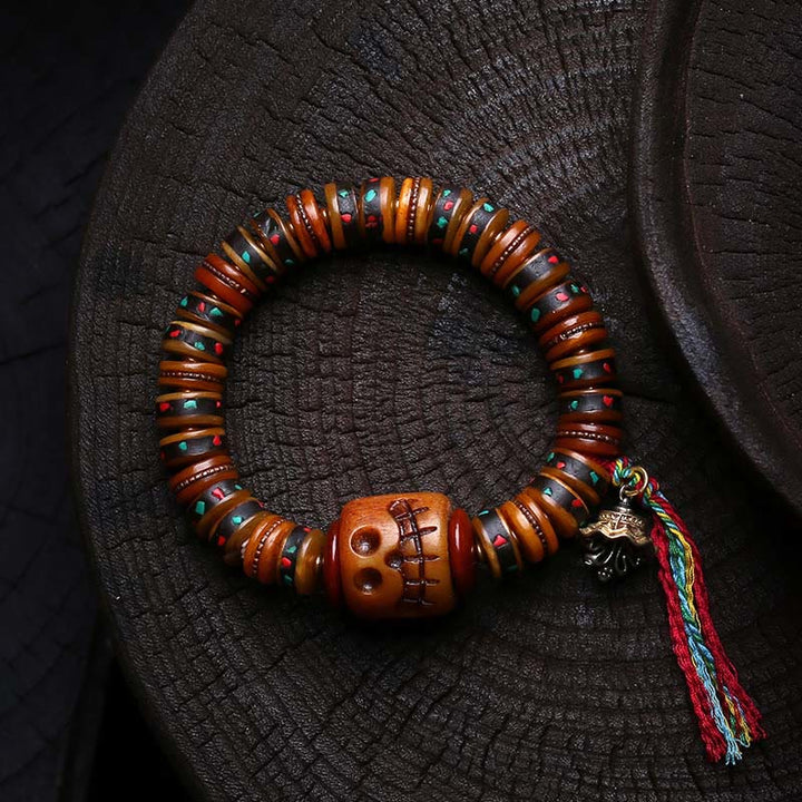 Buddha Stones, Tibet-Knochenperlen, „Der Herr des Leichenwaldes“, Erinnerungen an unsere Vergänglichkeit, Armband - image 6
