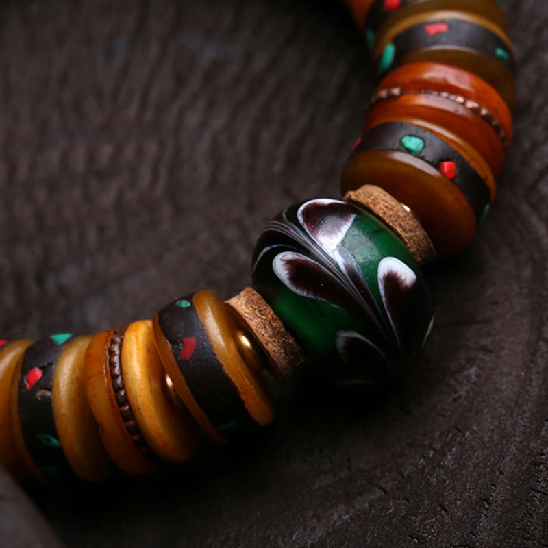 Buddha Stones, Tibet-Knochenperlen, „Der Herr des Leichenwaldes“, Erinnerungen an unsere Vergänglichkeit, Armband - image 3