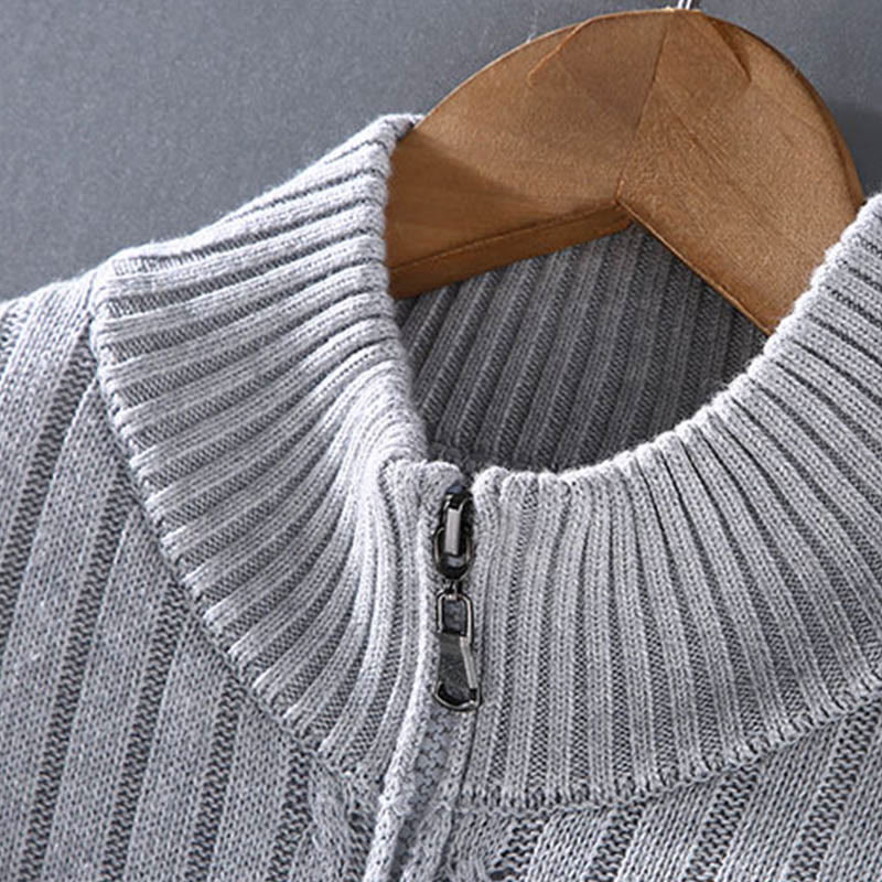 Buddha Stones Spring Plain Zipper Design Baumwolle Herren Langarm Mock Neck Jacke - image 3