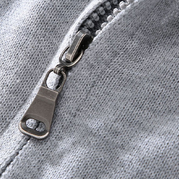 Buddha Stones Herren-Baumwolljacke mit langen Ärmeln und schlichtem Reißverschluss und geripptem Saum - image 3