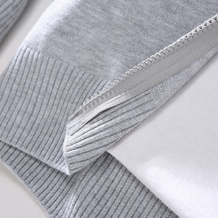 Buddha Stones Herren-Baumwolljacke mit langen Ärmeln und schlichtem Reißverschluss und geripptem Saum - image 7