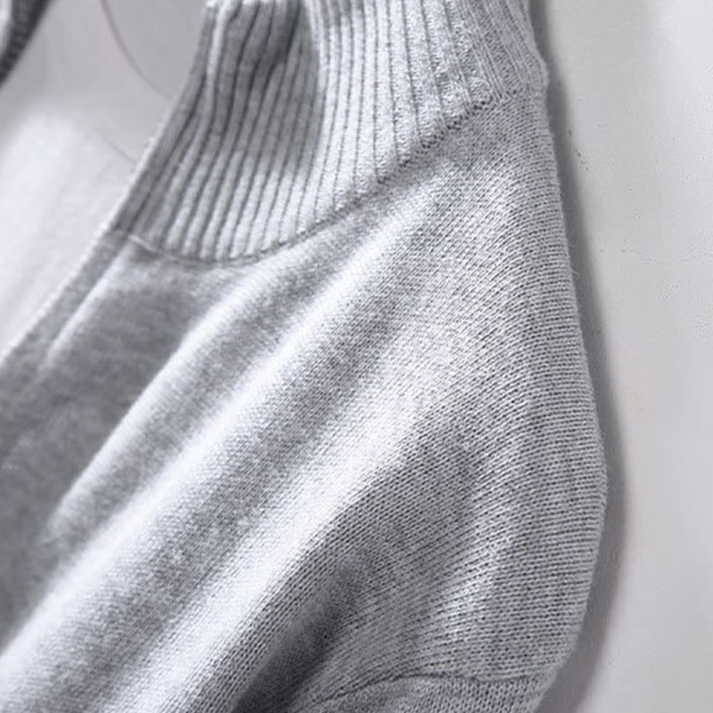 Buddha Stones Herren-Baumwolljacke mit langen Ärmeln und schlichtem Reißverschluss und geripptem Saum - image 4