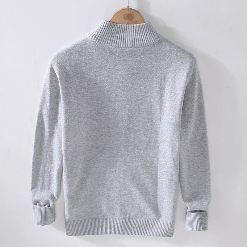 Buddha Stones Herren-Baumwolljacke mit langen Ärmeln und schlichtem Reißverschluss und geripptem Saum - image 1