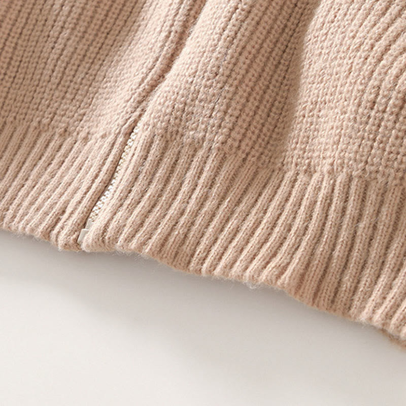 Buddha Stones Winter-Strickjacke mit Reißverschluss, einfarbig, langärmelig, Baumwolljacke für Herren mit Taschen - image 17