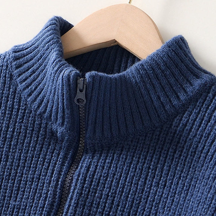 Buddha Stones Winter-Strickjacke mit Reißverschluss, einfarbig, langärmelig, Baumwolljacke für Herren mit Taschen - image 1