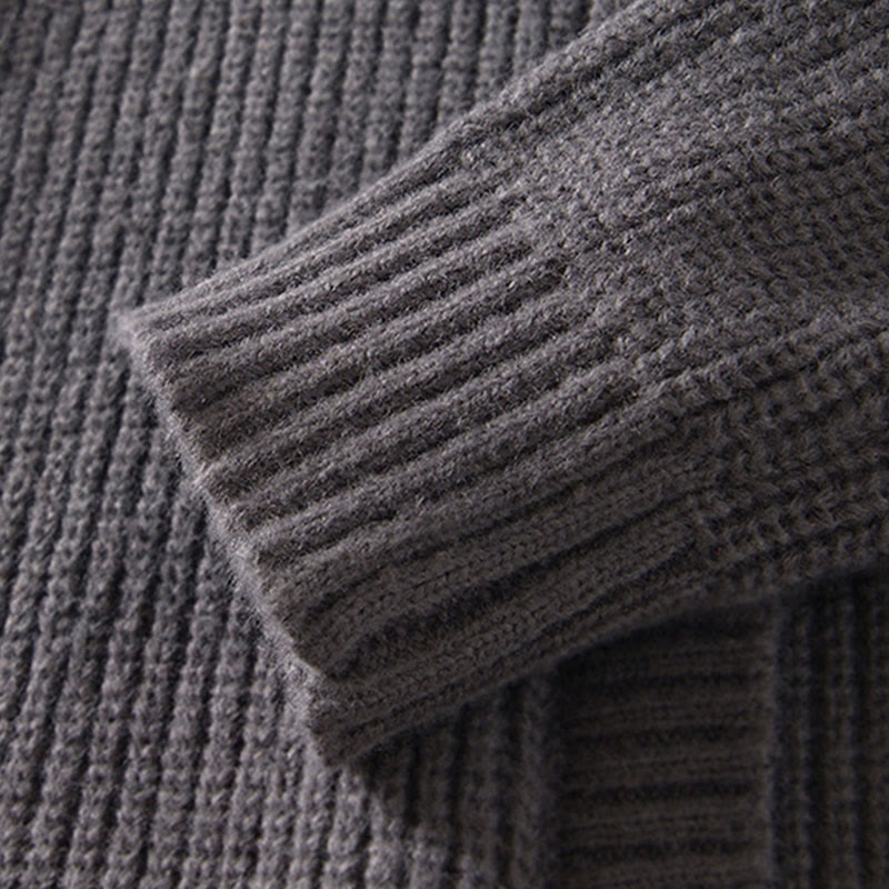 Buddha Stones Winter-Strickjacke mit Reißverschluss, einfarbig, langärmelig, Baumwolljacke für Herren mit Taschen - image 9