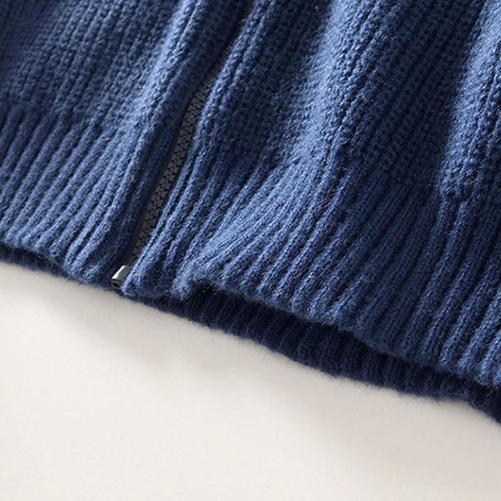 Buddha Stones Winter-Strickjacke mit Reißverschluss, einfarbig, langärmelig, Baumwolljacke für Herren mit Taschen - image 4