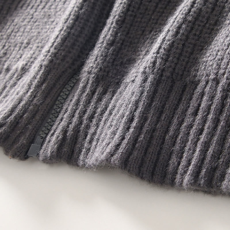 Buddha Stones Winter-Strickjacke mit Reißverschluss, einfarbig, langärmelig, Baumwolljacke für Herren mit Taschen - image 11