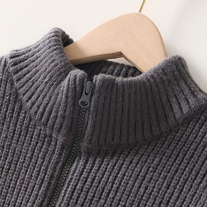 Buddha Stones Winter-Strickjacke mit Reißverschluss, einfarbig, langärmelig, Baumwolljacke für Herren mit Taschen - image 7