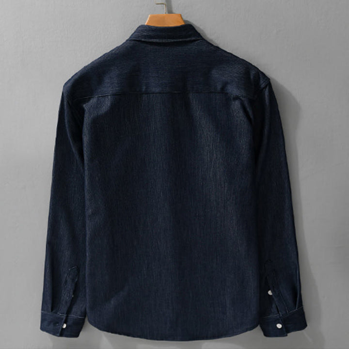 Buddha Stones Fall Pure Color Buttoned Detail Revers Herren Langarmjacke - image 2