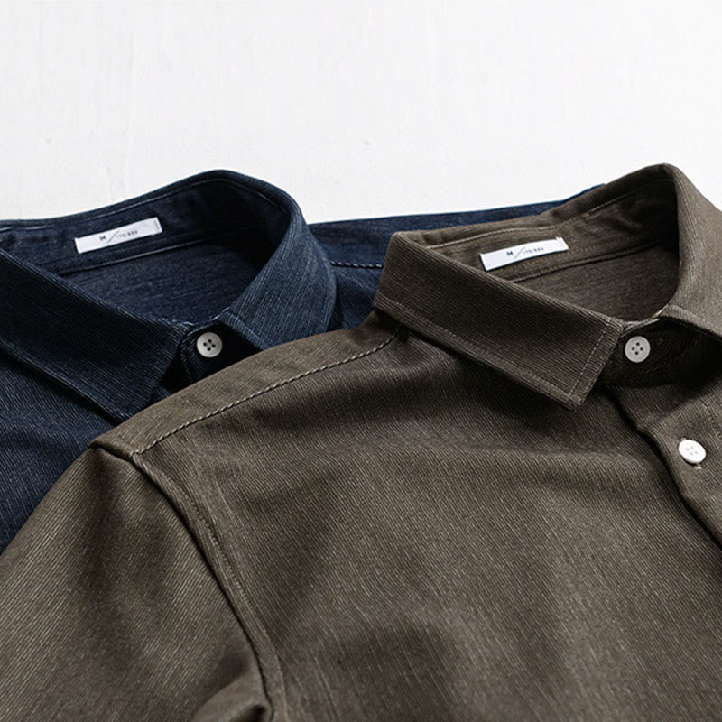 Buddha Stones Fall Pure Color Buttoned Detail Revers Herren Langarmjacke - image 17