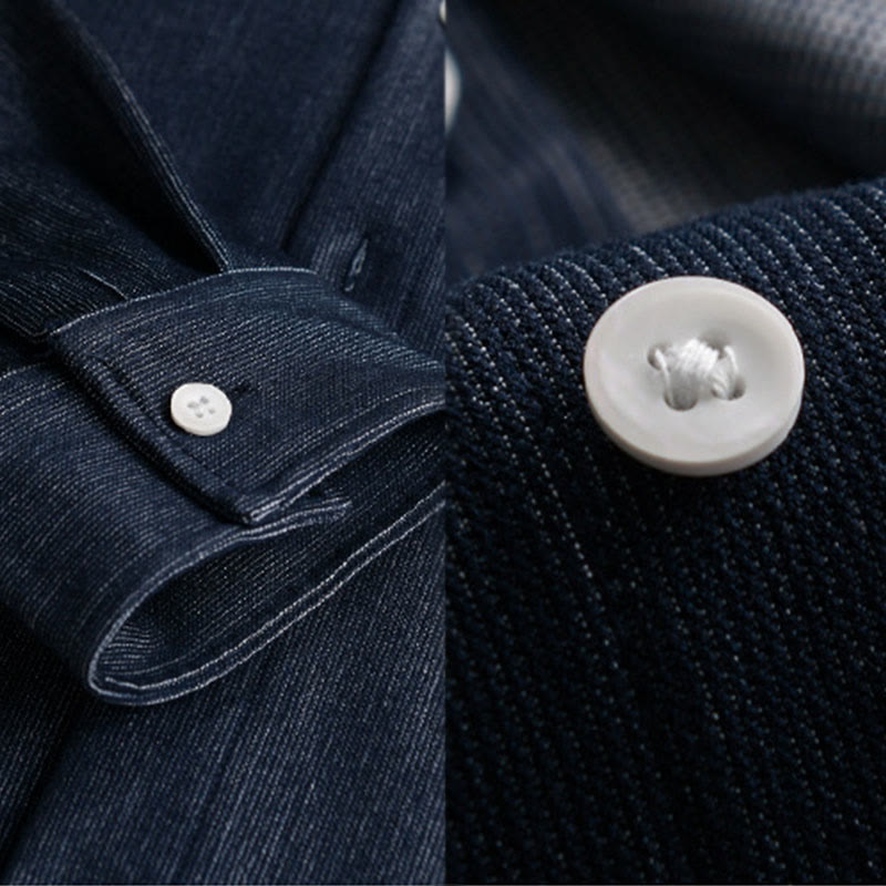 Buddha Stones Fall Pure Color Buttoned Detail Revers Herren Langarmjacke - image 8