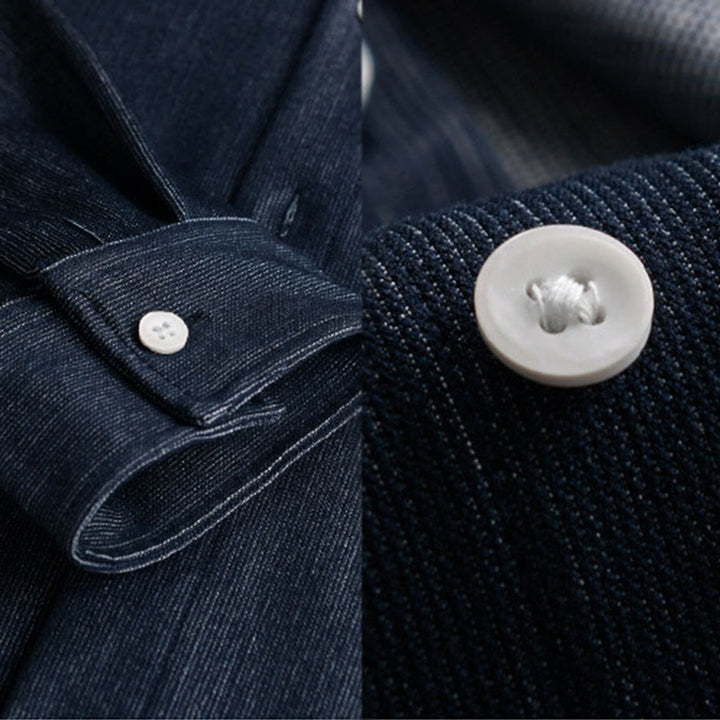 Buddha Stones Fall Pure Color Buttoned Detail Revers Herren Langarmjacke - image 8