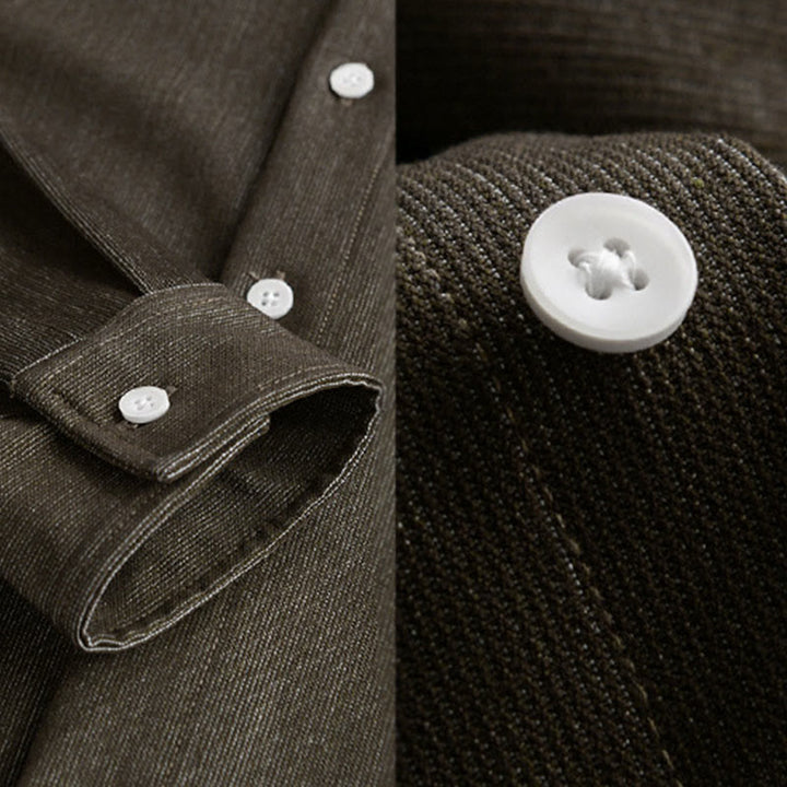 Buddha Stones Fall Pure Color Buttoned Detail Revers Herren Langarmjacke - image 14