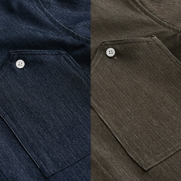 Buddha Stones Fall Pure Color Buttoned Detail Revers Herren Langarmjacke - image 18