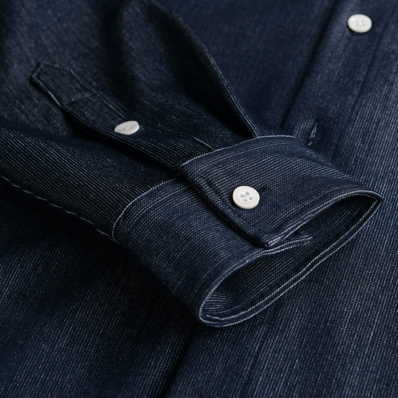 Buddha Stones Fall Pure Color Buttoned Detail Revers Herren Langarmjacke - image 6