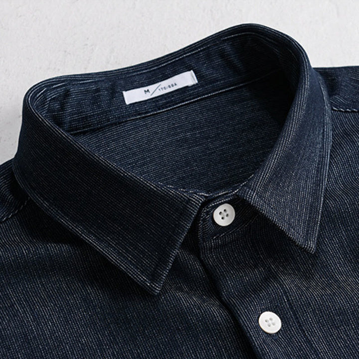 Buddha Stones Fall Pure Color Buttoned Detail Revers Herren Langarmjacke - image 4