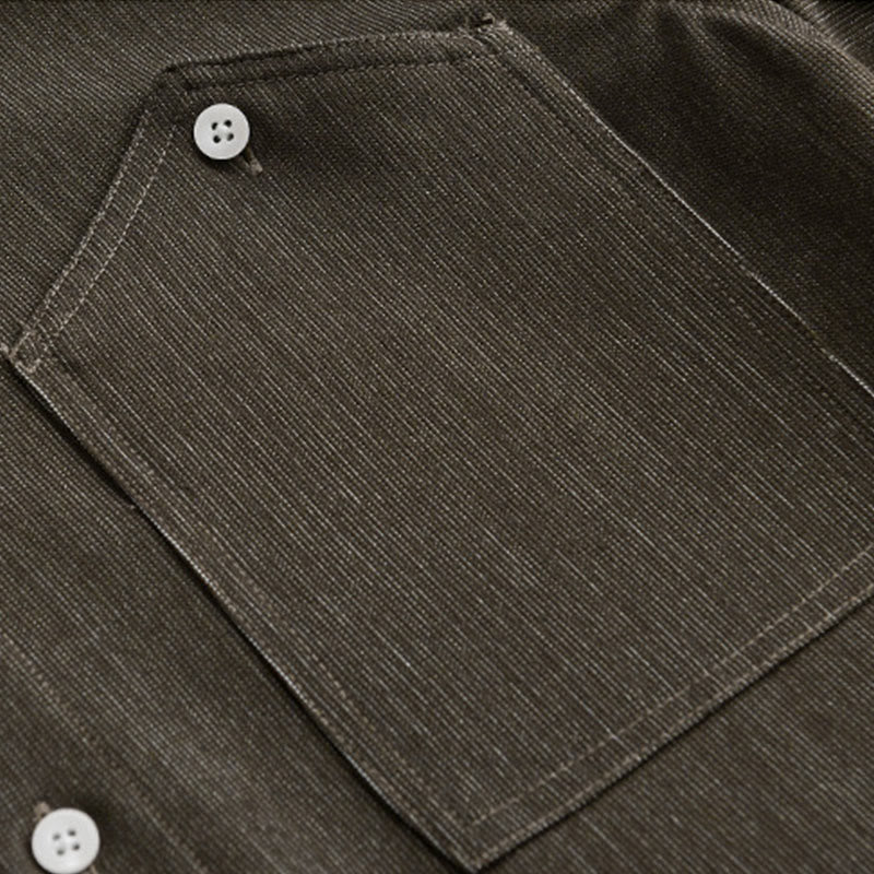 Buddha Stones Fall Pure Color Buttoned Detail Revers Herren Langarmjacke - image 13