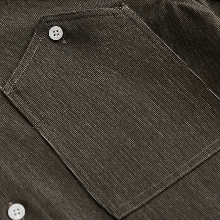 Buddha Stones Fall Pure Color Buttoned Detail Revers Herren Langarmjacke - image 13