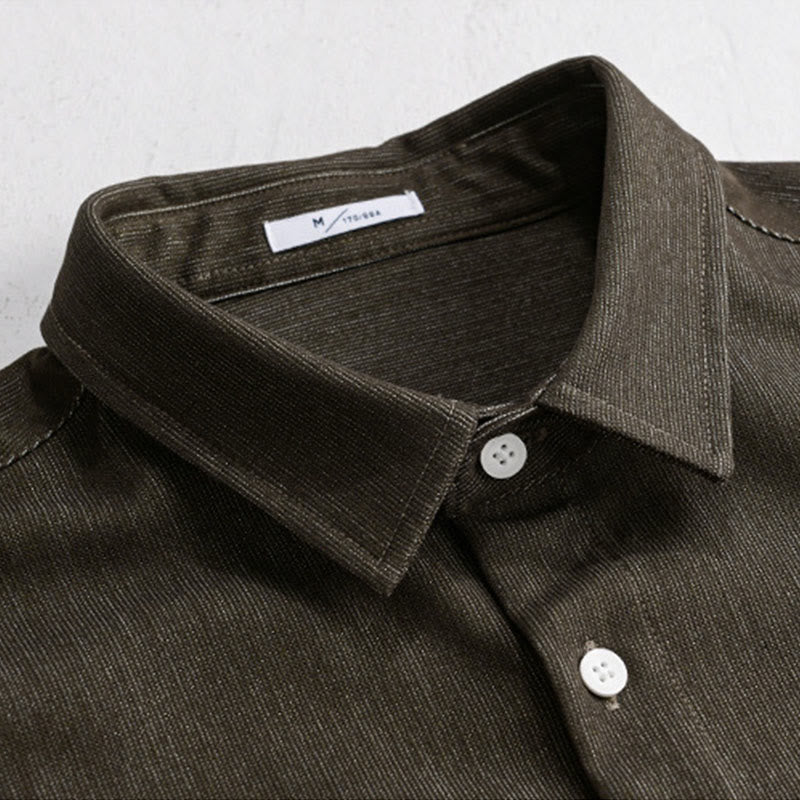 Buddha Stones Fall Pure Color Buttoned Detail Revers Herren Langarmjacke - image 12