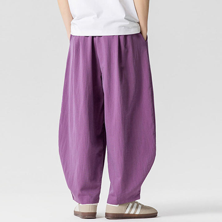 Buddha Stones Sommer-Knöchellange Herrenhose aus Baumwolle mit Kordelzug und Taschen - image 29