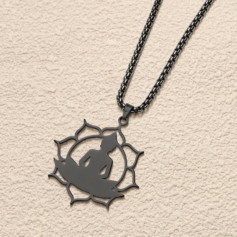 Buddha Stones Vintage Lotus Sitzender Buddha Design Edelstahl Erleuchtung Halskette Anhänger - image 15