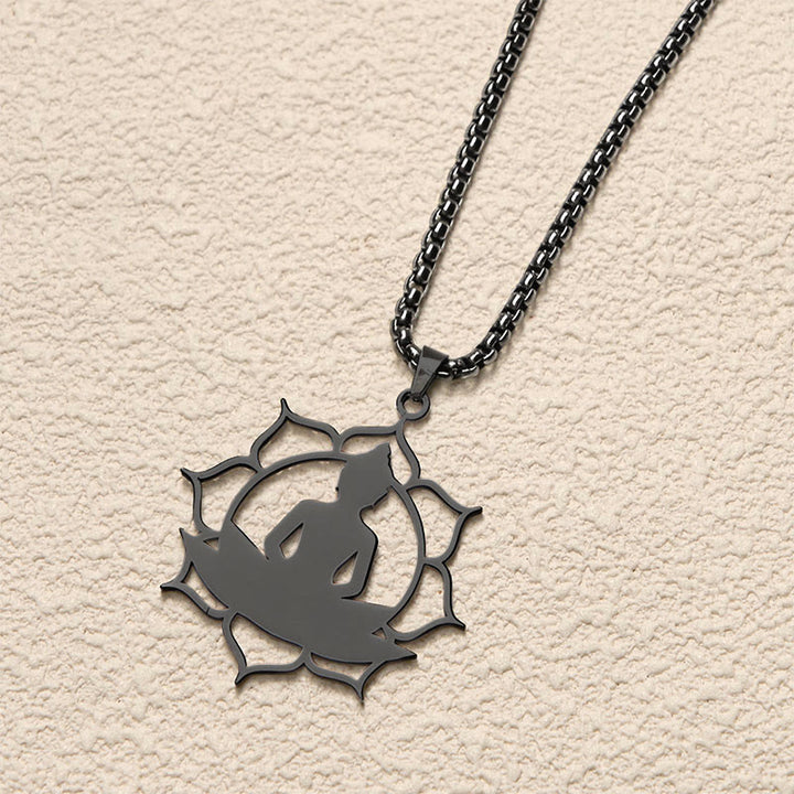 Buddha Stones Vintage Lotus Sitzender Buddha Design Edelstahl Erleuchtung Halskette Anhänger - image 15