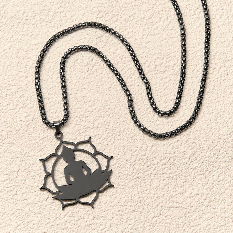 Buddha Stones Vintage Lotus Sitzender Buddha Design Edelstahl Erleuchtung Halskette Anhänger - image 16