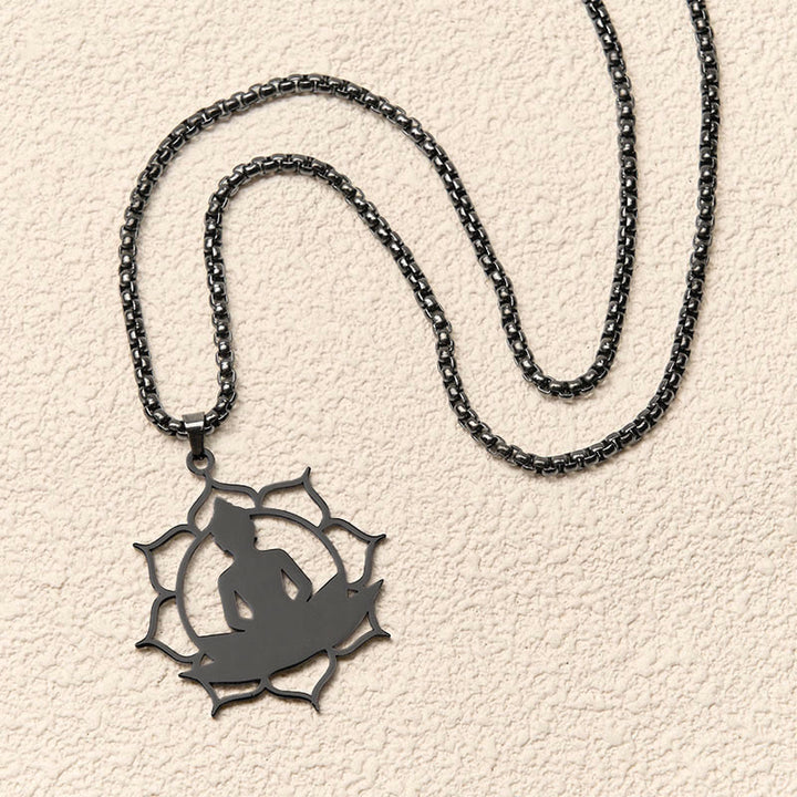 Buddha Stones Vintage Lotus Sitzender Buddha Design Edelstahl Erleuchtung Halskette Anhänger - image 16