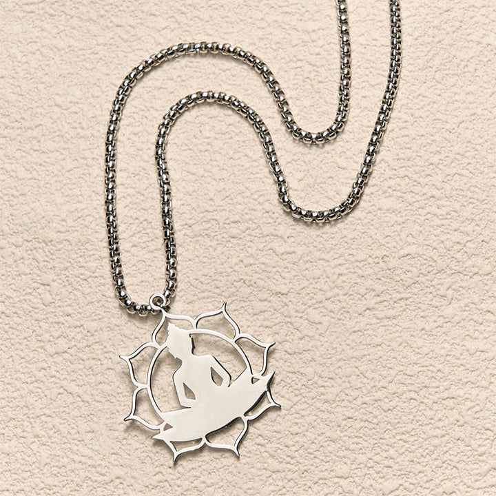 Buddha Stones Vintage Lotus Sitzender Buddha Design Edelstahl Erleuchtung Halskette Anhänger - image 10