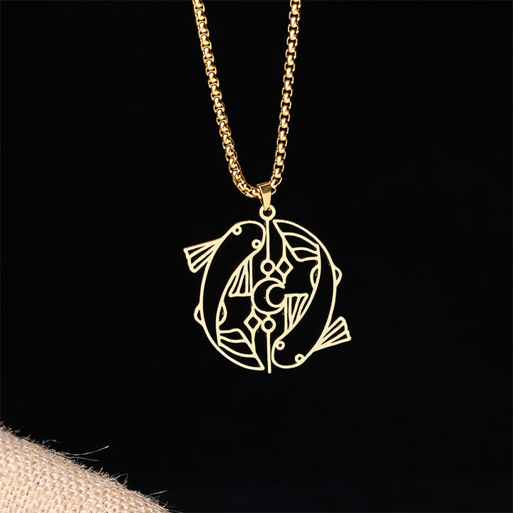 Buddha Stones Vintage Koi Fisch Hohl Design Edelstahl Glück Halskette Anhänger - Gold - image 7