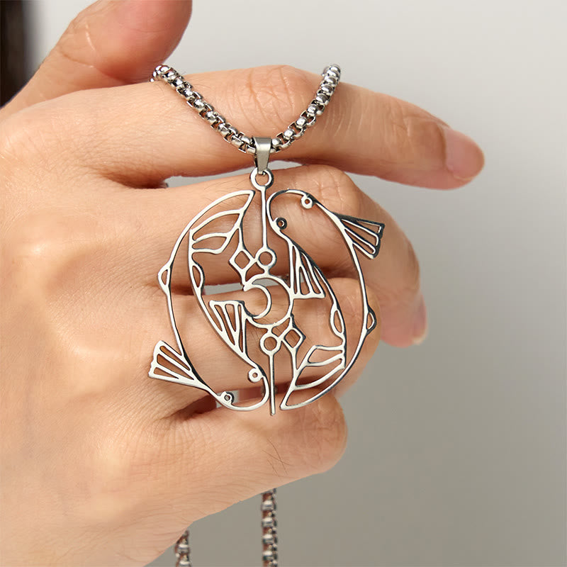 Buddha Stones Vintage Koi Fisch Hohl Design Edelstahl Glück Halskette Anhänger - image 4