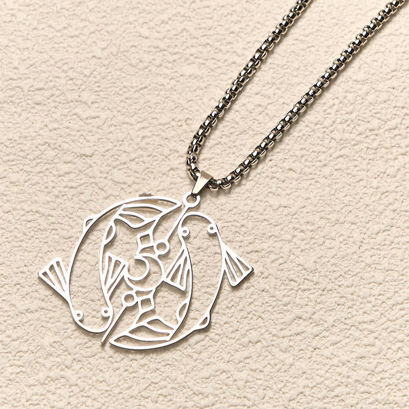 Buddha Stones Vintage Koi Fisch Hohl Design Edelstahl Glück Halskette Anhänger - image 2