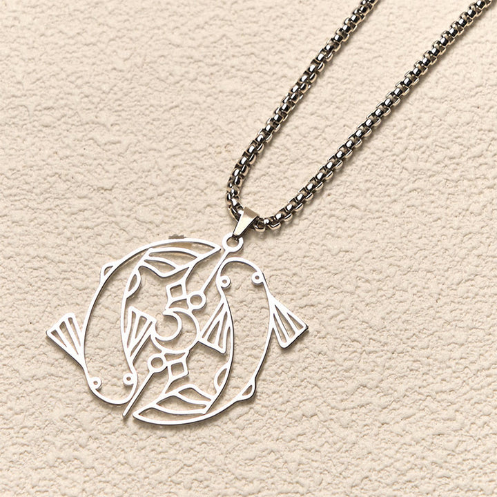 Buddha Stones Vintage Koi Fisch Hohl Design Edelstahl Glück Halskette Anhänger - image 2